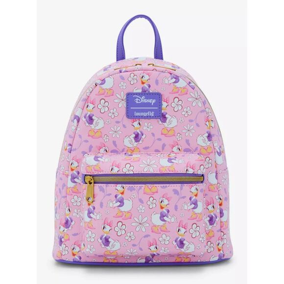 Loungefly Disney Daisy Duck Flower Floral Pink and Purple Mini Backpack - Picture 1 of 4